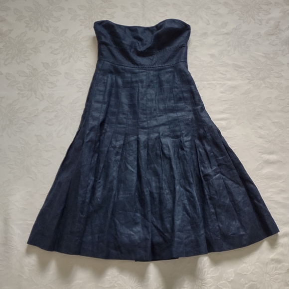 J Crew linen corset bustier dress pleated flare - Picture 1 of 9
